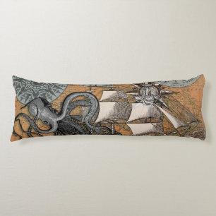 Coussins Longs Boussole Rose Vintage Nautique Octopus Ship