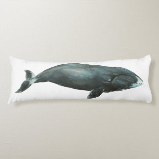 Coussins Longs Bowhead Whale Watercolor illustration