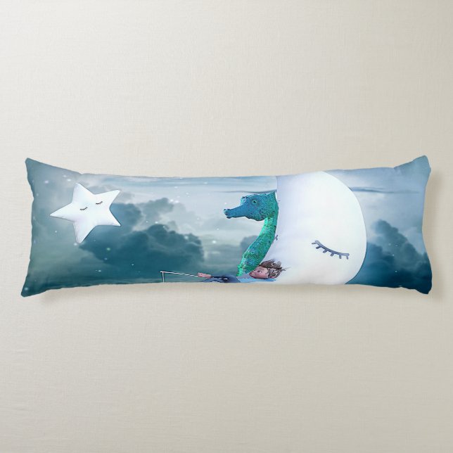 Coussins Longs Boy & Seahorse Fishing on the Moon (Devant)