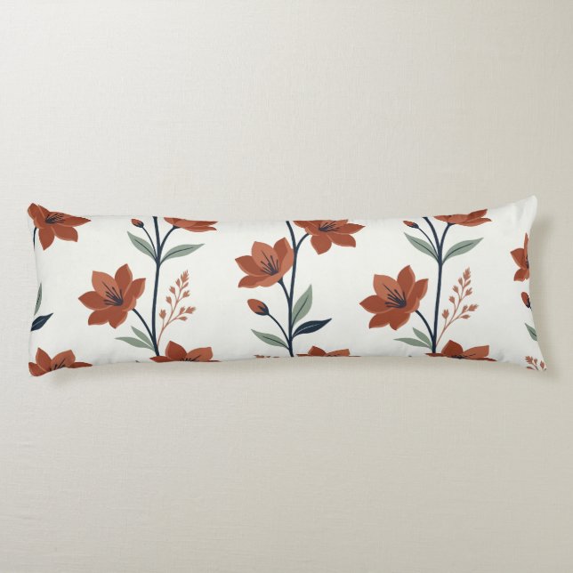 Coussins Longs Branche Botanique Moderne en Terre Cuite Crème Lon (Dos)