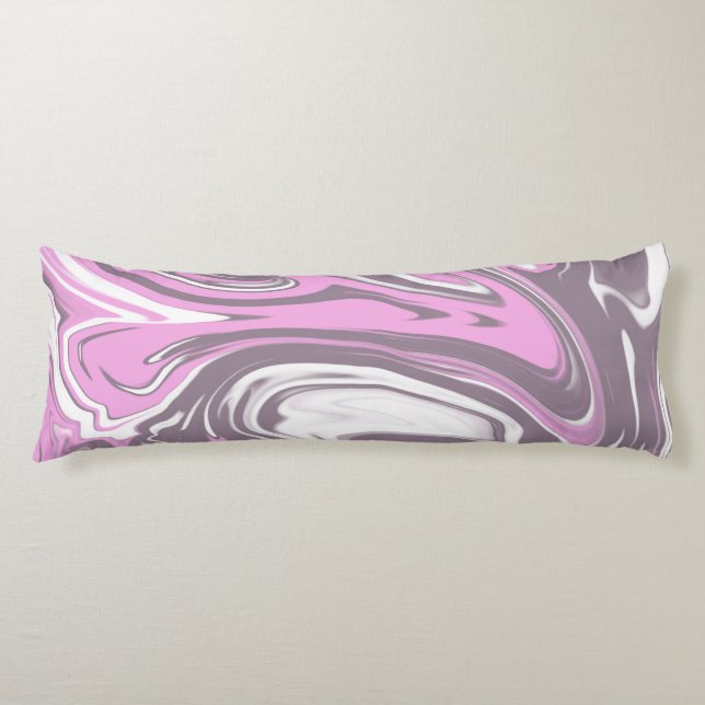Coussins Longs Branché Cool Funky Rose Gris Blanc Marbré (Devant)