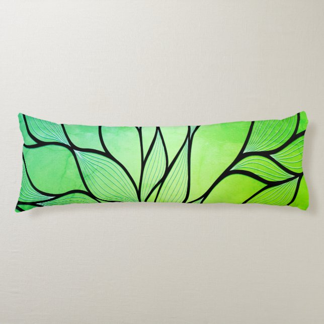 Coussins Longs Bright Green Hues Creative Leave Motif (Devant)
