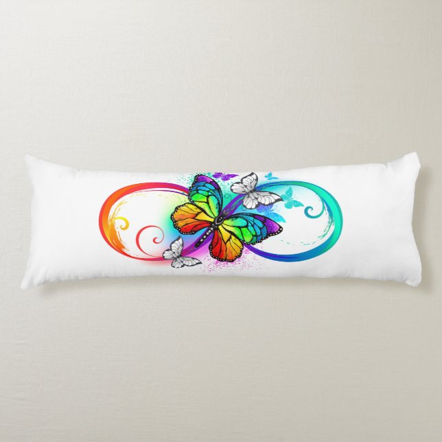 Coussins Longs Bright infinity with rainbow butterfly (Devant)