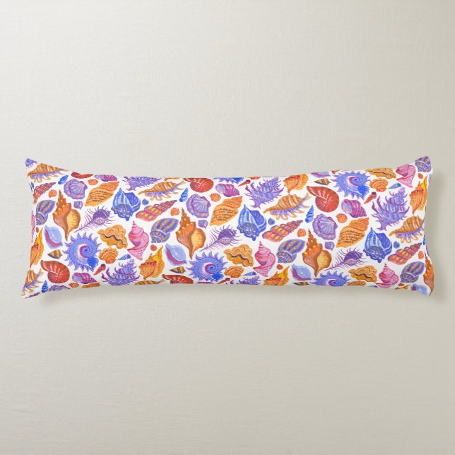 Coussins Longs Bright tropical seashell, main-drawn (Devant)