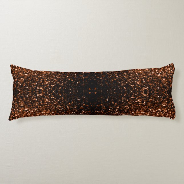 Coussins Longs Bronze cuivre brun orange faux scintillements pail (Devant)