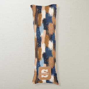 Coussins Longs Brosses Abstraites en bleu, blanc et Brown (2)