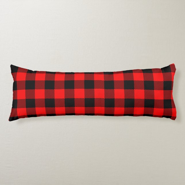 Coussins Longs Buffalo Check Rouge et Noir Lumberjack Plaid Decor (Devant)