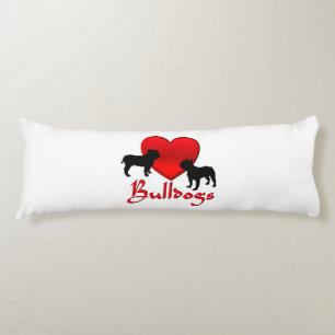 Coussins Longs Bulldogs de coeur