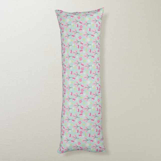 Coussins Longs Bunnies et fleurs roses (Dos (Vertical))