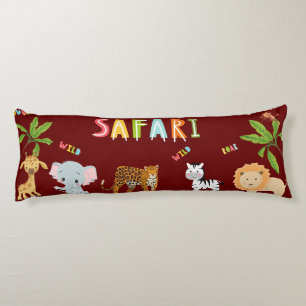 Coussins Longs Burgundy Baby Safari Body Oreiller