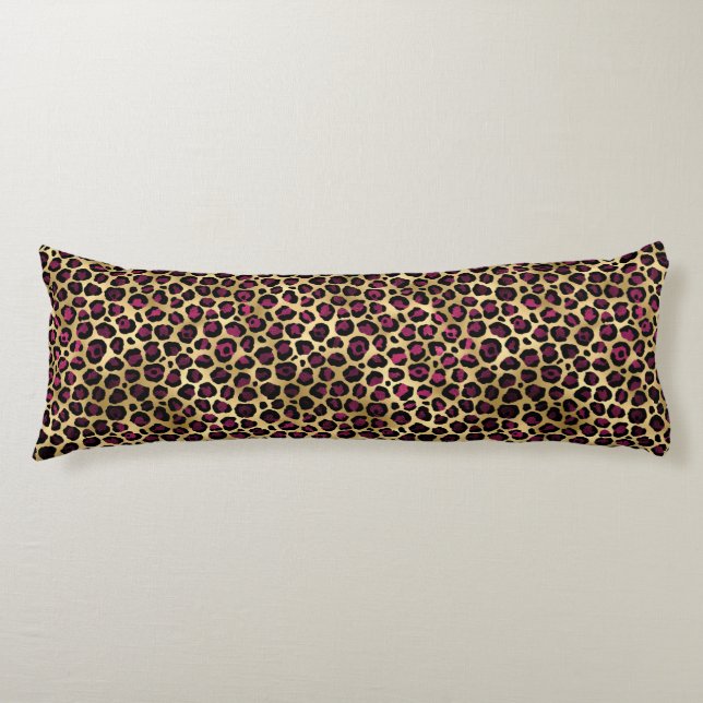 Coussins Longs Burgundy et Gold Leopard Series Design 2 (Devant)