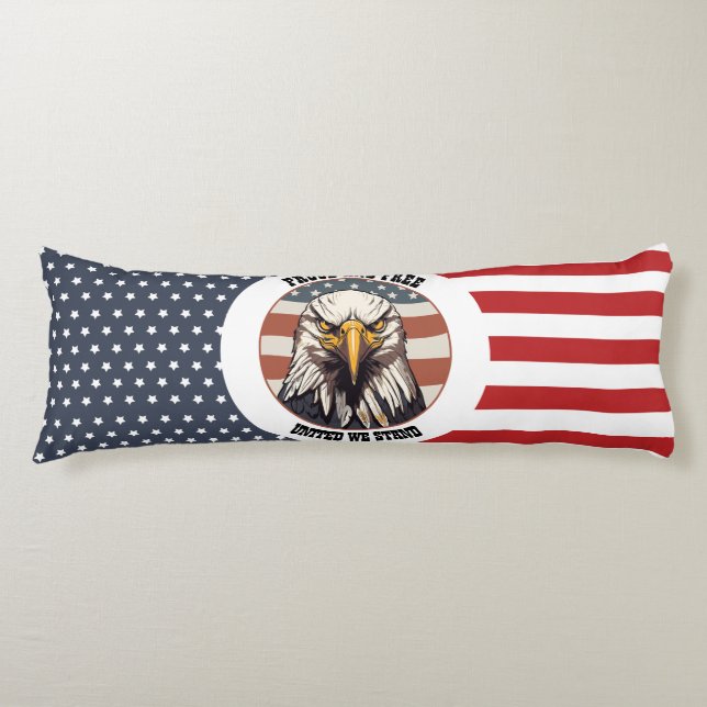 Coussins Longs Buste d'aigle américain sur fond de drapeau améric (Devant)