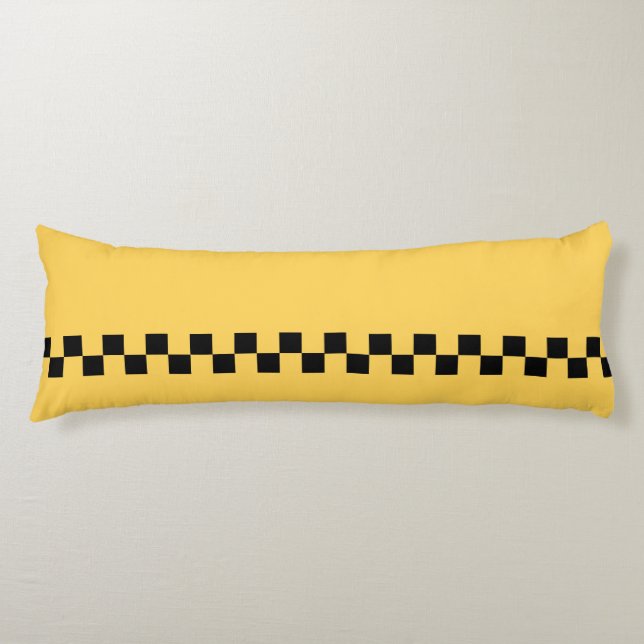 Coussins Longs Cabine jaune à damiers motif (Devant)