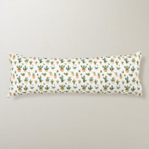 Coussins Longs Cactus pointillés sur blanc