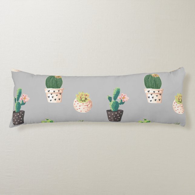 Coussins Longs Cactus Succulents à Dessrt Vert dans les pots (Devant)