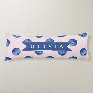 Coussins Longs Cadeau Personnalisé Aquarelle Myrtille Bleue Migno