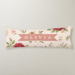 Coussins Longs Cadeau Personnalisé Nom Romantique Floral Vintage