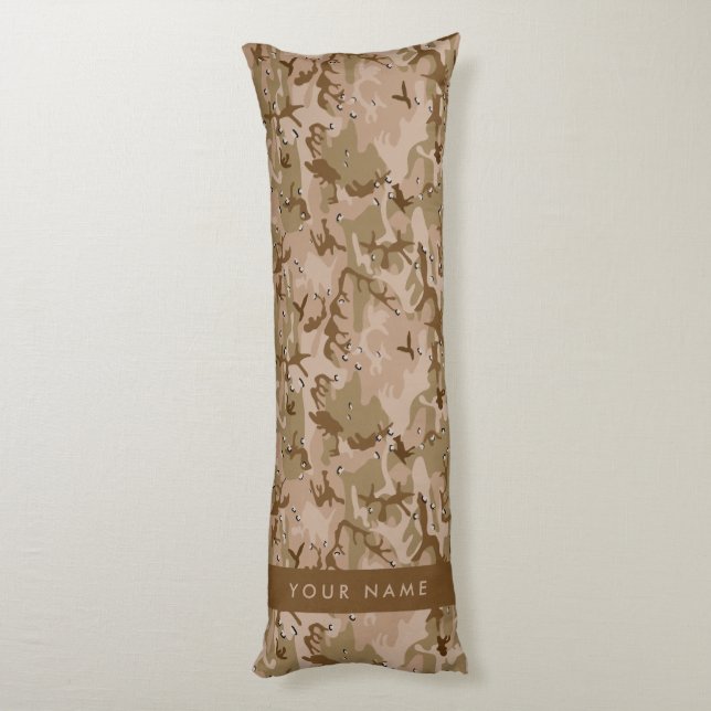 Coussins Longs Cailloux de camouflage du désert, Votre nom, Perso (Dos (Vertical))