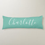 Coussins Longs Calligraphie minimaliste Chic Cute Nom Monnaie Tur<br><div class="desc">Cute Chic Minimaliste Nom Calligraphie Mint Oreiller Corps Turquoise</div>
