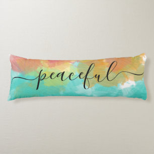 Coussins Longs Calme Corail Jaune Turquoise Aquarelle