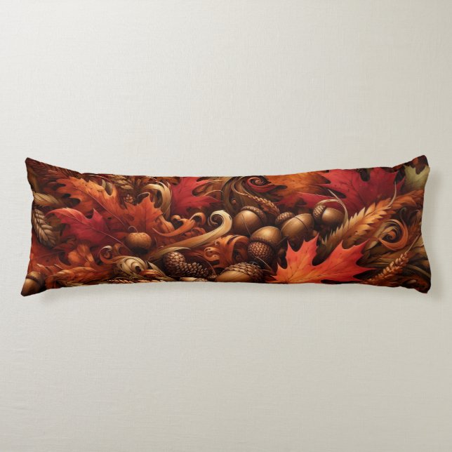 Coussins Longs Camo d'automne - Embrasser la chaleur de l'automne (Devant)