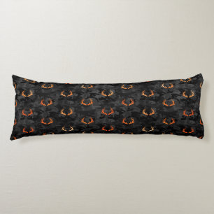 Coussins Longs Camo foncé avec cerf et collier (double face)