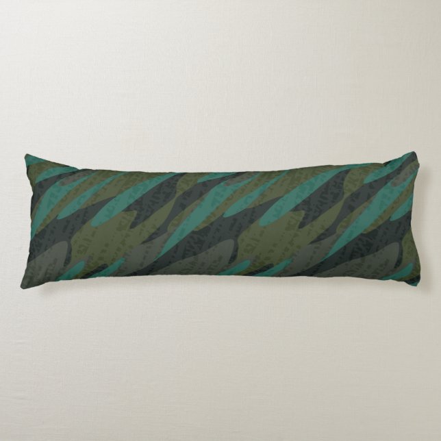 Coussins Longs Camo Vert Abstrait (Devant)