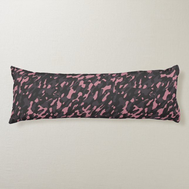 Coussins Longs camouflage abstrait rose et gris (Devant)