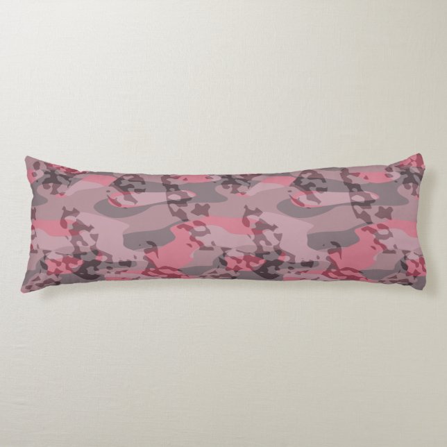 Coussins Longs Camouflage abstrait rose et mauve texturé (Devant)