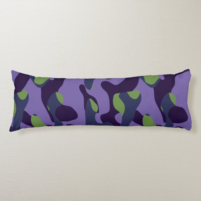 Coussins Longs Camouflage abstrait vert violet et bleu (Devant)