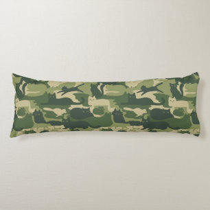 Coussins Longs Camouflage Chats Motif Armée Green Kitty Chats Cam