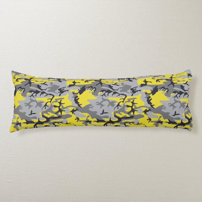 Coussins Longs Camouflage jaune et gris, Militaire, Armée (Devant)