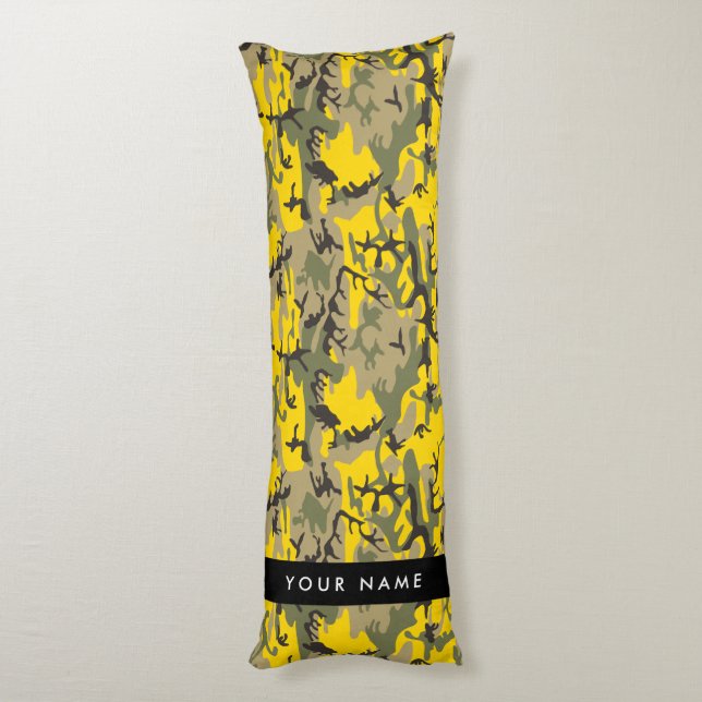 Coussins Longs Camouflage jaune et vert Votre nom Personnalisez (Dos (Vertical))