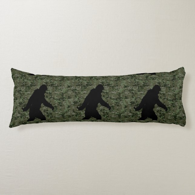 Coussins Longs Camouflage numérique en silhouette noire Sasquatch (Devant)
