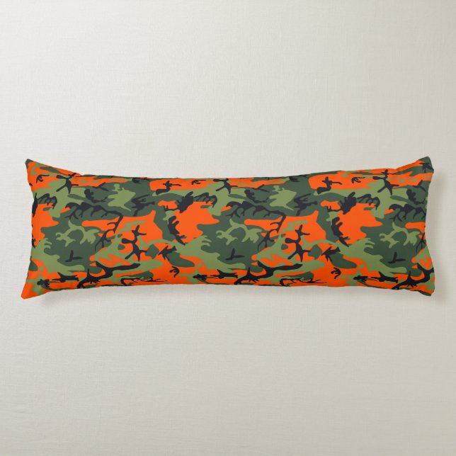 Coussins Longs Camouflage orange et vert, Militaire, Armée (Devant)