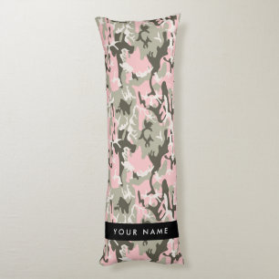 Coussins Longs Camouflage Rose et Vert Personnalisez Votre nom