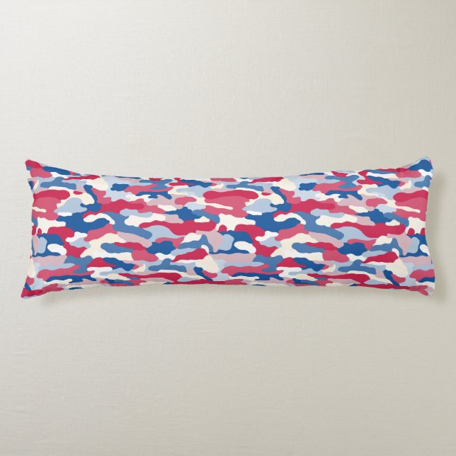 Coussins Longs Camouflage rouge blanc et bleu (Devant)