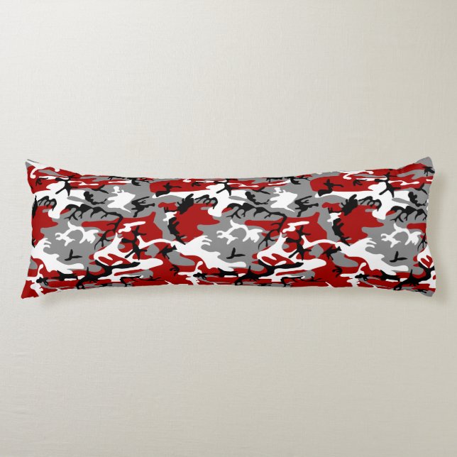 Coussins Longs Camouflage rouge et gris, Militaire, Armée (Devant)