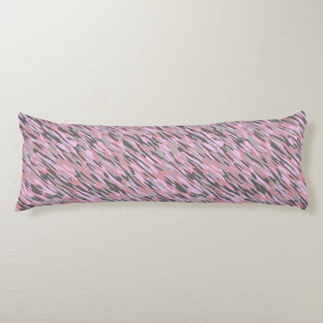 Coussins Longs camouflage vert gris et rose abstrait (Devant)