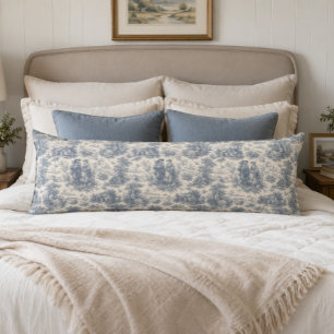 Coussins Longs Campagne française romantique Toile en bleu poussi