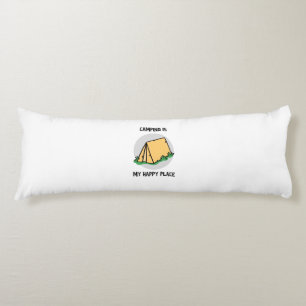 Coussins Longs Camping est mon endroit heureux avec une tente de