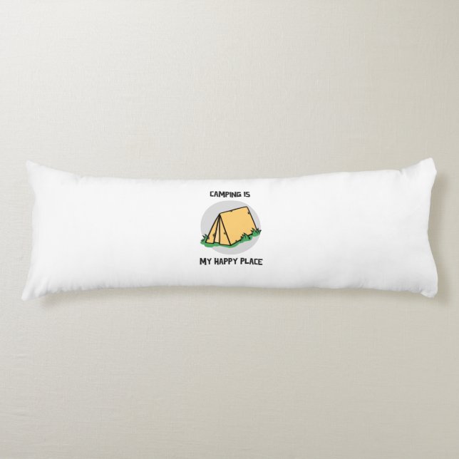 Coussins Longs Camping est mon endroit heureux avec une tente de  (Devant)