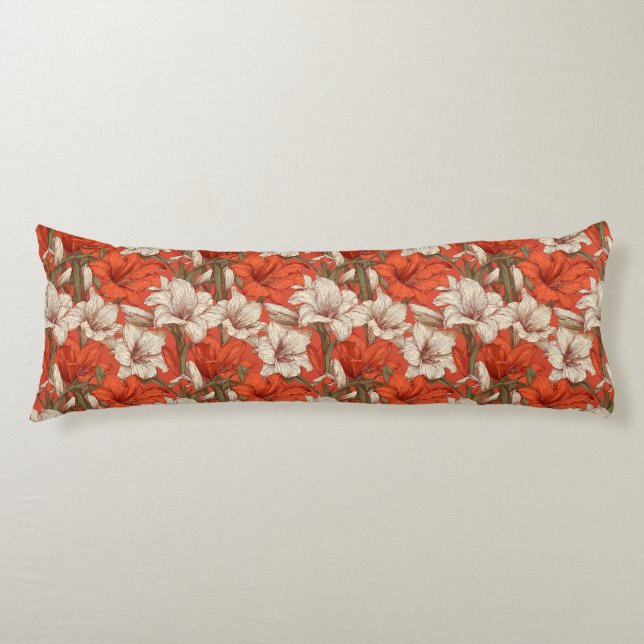 Coussins Longs Canapé moderne Amaryllis Print Interior Design (Devant)