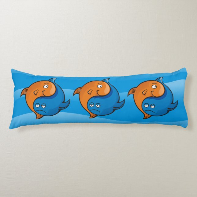 Coussins Longs Caricature de poisson Yin Yang (Devant)