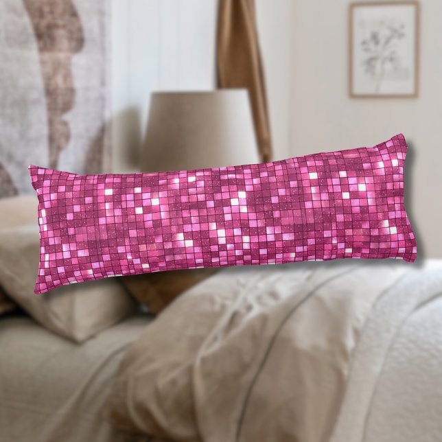 Coussins Longs Carré de style disco rose vif pour la Saint-Valent (Créateur téléchargé)