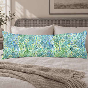 Coussins Longs Carreau de Talavera Méditerranéen Aqua Mint Vibran