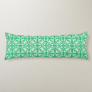 Coussins Longs Carreau marocain - vert jade et blanc