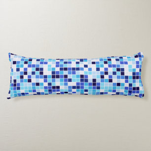 Coussins Longs Carreaux de Piscine, Carreaux de Mosaïque Bleus, M