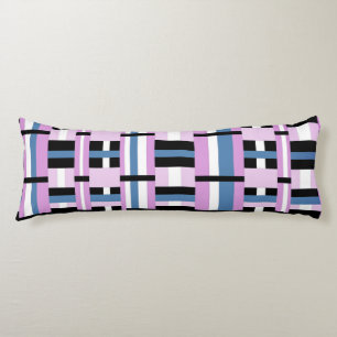Coussins Longs Carreaux en bleu ardoise, orchidée, noir et blanc
