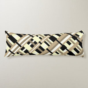 Coussins Longs Carreaux en taupe, beige, noir, diagonale blanche